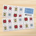 Forever Stamps 2024 Christmas Ornaments & Holiday Florals – Holiday Celebration, First-Class Postage 100 Stamps 5 Sheets - Image 2