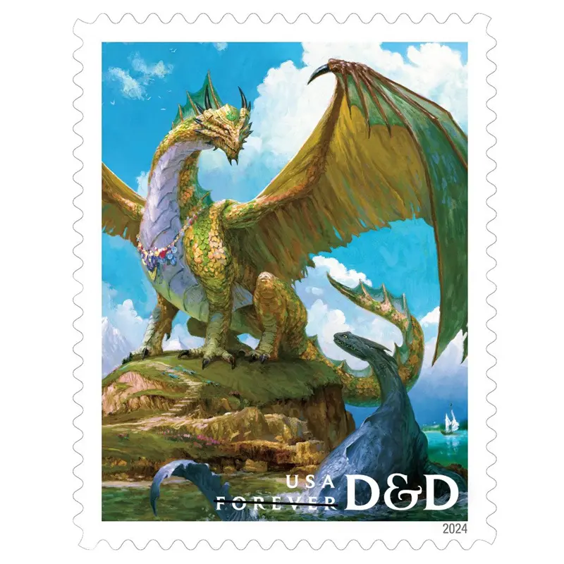 Dungeons-and-Dragons-Stamps-bronze-dragon Forever Stamps 2024 Dungeons & Dragons – First-Class Postage - Image 1