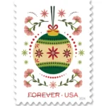 Forever Stamps 2024 Christmas Ornaments & Holiday Florals – Holiday Celebration, First-Class Postage