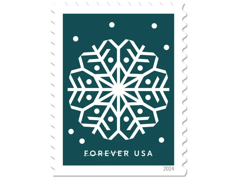 holiday-snowflake-2024-forever-stamps-main-scaled-1-800x600 Forever Stamps 2024 Holiday Snowflake – Winter Celebration, First-Class Postage - Image 1