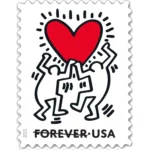 Forever Stamps 2025 Love – Keith Haring Heart Design, Wedding Invitation, First-Class Postage 100 Stamps 5 Sheets