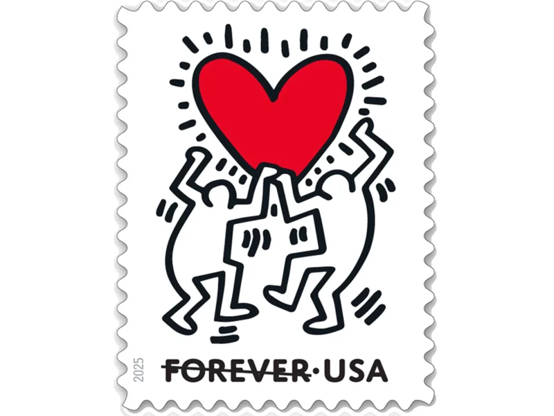 love-keith-haring-heart-2025-forever-stamps-main-scaled-1-800x600 Forever Stamps 2025 Love – Keith Haring Heart Design, Wedding Invitation, First-Class Postage - Image 1